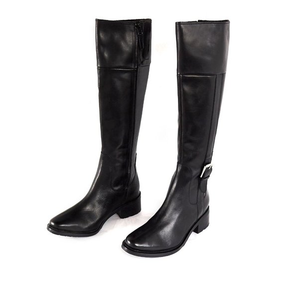 Cole Haan Black Leather Knee-High Boots - Picture 2 of 8
